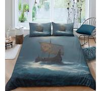 Juego De Ropa De Cama Velero navegando hacia la tormenta,impresión 3D Funda De Edredón,Funda Nórdica 3 Piezas,con Funda De Almohada para Niñas Y Niños King（220x240cm）