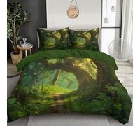 Juego De Ropa De Cama Verde Caminos Forestales Plantas De Paisaje con Funda Nórdica De Microfibra Y Funda De Almohada para Cama Individual Matrimonio con Cremallera,220X240Cm