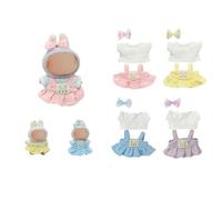 Juego de ropa para muñecas de 17 cm, falda de punto hecha a mano con parche de conejo, delicado lazo con cuentas, regalos para coleccionistas de muñecas, niñas, niños, accesorios de muñeca de 5.9/6.7