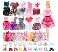 Juego de Ropa y Accesorios para muñecas de 43 Piezas Compatible con Barbie muñeca con 10 Vestidos de Tirantes, 3 Vestidos de Moda, 20 Zapatos, 10 Accesorios para muñecas de 11.5 Pulgadas, Regalo de