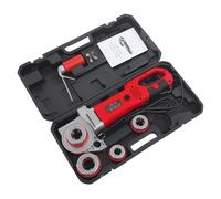 Juego de roscas de tubos eléctrico, cortador de roscas eléctrico, 2000 W, con 4 juegos de matrices, enhebrador profesional para tubos de 0,82 - 1,65 pulgadas, 230 V (rojo)