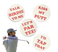 Juego de rotuladores de golf Humor - 4 rotuladores para pelotas de golf - Estructura de metal resistente compatible con clip de sombrero, juegos de palabras divertidos y atrevidos fáciles de localizar