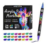 Juego de rotuladores de pintura acrílica, doble punta, bolígrafos de tinta viva, 72 rotuladores de colores para niños, lápices de colores no tóxicos para niños, calculador de tiempo ideal para