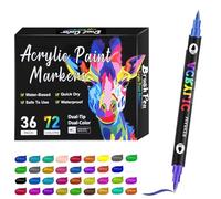 Juego de rotuladores de pintura acrílica, doble punta, bolígrafos de tinta viva, 72 rotuladores de colores para niños, lápices de colores no tóxicos para niños, calculador de tiempo ideal para