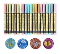 Juego de rotuladores metálicos de 20 colores para decorar el sello de cera, juego de bolígrafos de para sello de cera de boda, ajuste a todas las cuentas de sello