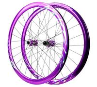 Juego De Rueda para Bicicleta De Carretera 700C QR Ruedas Delantera Y Trasera Llantas De Aleación De Aluminio De Doble Capa Freno De Disco 24 Bujes para Cassette De 8-12 Velocidades(Purple-Sign)
