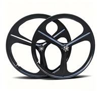 Juego De Ruedas 24/26/27,5/29 Pulgadas Aleación De Magnesio Rueda De Una Pieza Llanta De 3 Radios Rueda Delantera Y Trasera 100 X 135 Mm para 6-9s Cassette Freno De Disco(Schwarz,20inch)