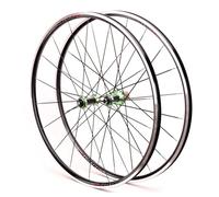 Juego De Ruedas 700C para Bicicleta De Carretera Llanta De Aleación De Aluminio Rueda Delanteras Traseras Buje De Liberación Rápida 100/130mm Compatible con Freno C/V para 8-11 Velocidades(Groen)