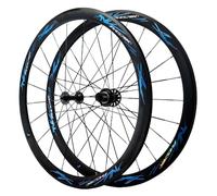 Juego De Ruedas Bicicleta Carretera C Brake V Brake 700C Llantas De Aleación De Aluminio Doble Pared 40 Mm Delanteras 2 Traseras 4 Rodamientos Liberación Rápida 7/8/9/10/11/12 Velocidades(Black Blue)