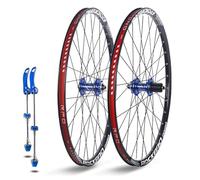 Juego De Ruedas Bicicleta De Montaña 24/26/27,5/29" Ruedas Delantera Y Trasera QR 100/135mm Bujes Freno De Disco Llanta De Aluminio 32H para Cassette De 7-11 Velocidades(Blue,29")