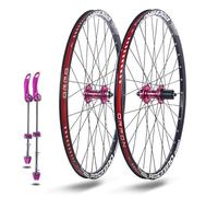 Juego De Ruedas Bicicleta De Montaña 24/26/27,5/29" Ruedas Delantera Y Trasera QR 100/135mm Bujes Freno De Disco Llanta De Aluminio 32H para Cassette De 7-11 Velocidades(Dark Pink,29")