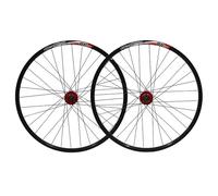 Juego De Ruedas Bicicleta Delanteras Y Traseras 26 Pulgadas con Freno Disco Bujes Liberación Rápida Volante Inercia Cassette 32 Agujeros (Negro-Rojo Pulgadas)(Negro-Rojo)