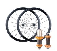 Juego De Ruedas De Bici De Carretera 700C Rueda De Ciclismo Sin Cámara 100/130mm QR Llantas De Freno C/V De Aluminio 30/40/50mm, Rodamiento Sellado, HG 8-11 Velocidades Casete(Gold Hub,40mm)