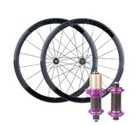 Juego De Ruedas De Bici De Carretera 700C Rueda De Ciclismo Sin Cámara 100/130mm QR Llantas De Freno C/V De Aluminio 30/40/50mm, Rodamiento Sellado, HG 8-11 Velocidades Casete(Purple Hub,30mm)