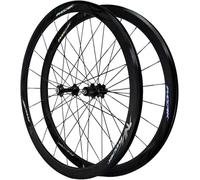 Juego De Ruedas De Bicicleta 700C, Ruedas De Ciclismo De Fibra De Carbono De Eje Plano De 40 Mm, 4 Rodamientos, Freno AVC, Compatible con Volantes De Inercia De 7/8/9/10/11/12 Velocidades.(Schwarz)