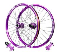 Juego de ruedas de bicicleta de aleación de aluminio de 24 pulgadas (26/27,5/29 pulgadas), llanta de doble pared, buje de freno de disco, rodamientos sellados, llanta morada para ciclismo de montaña