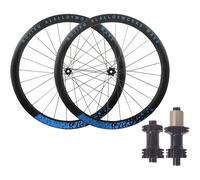 Juego De Ruedas De Bicicleta De Carretera 700C Con Freno De Disco, Llantas De Aleación De Aluminio De 45 Mm, Bujes Con Rodamientos Sellados Y Eje Pasante, Cassette 7~2 Velocidades,Negro,700C Blue