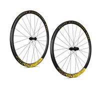 Juego De Ruedas De Bicicleta De Carretera 700C Disco De Freno Eje Pasante Rueda Llantas 100/142mm, Trinquete 36T Bujes De HG For Cassette De 7-12 Velocidades(Gold,41mm)