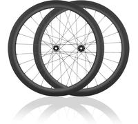 Juego De Ruedas De Bicicleta De Carretera De Fibra De Carbono 700C Eje Pasante Freno De Disco De Bloqueo Central De Rueda Delantera Y Trasera Bujes 24H Para Cassette De 8/9/10/11/12 Velocidades,50mm