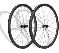 Juego De Ruedas De Bicicleta De Carretera De Fibra De Carbono 700C Eje Pasante Freno De Disco De Bloqueo Central De Rueda Delantera Y Trasera Bujes 24H Para Cassette De 8/9/10/11/12 Velocidades,35mm