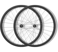 Juego De Ruedas De Bicicleta De Carretera De Fibra De Carbono 700C Eje Pasante Freno De Disco De Bloqueo Central De Rueda Delantera Y Trasera Bujes 24H Para Cassette De 8/9/10/11/12 Velocidades,32mm
