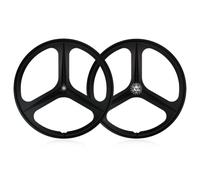 Juego de Ruedas de Bicicleta de Engranaje Fijo 700C con Engranajes fijos 17T, Eje sólido 100/120mm Freno en V 3 radios magnesio Llantas Delanteras traseras de Bicicleta una Sola Velocidad