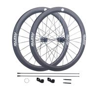 Juego De Ruedas De Bicicletas De Carretera 700C Llantas De Fibra De Carbono 50mm Rueda De Ciclismo Sin Cámara 25-32C Ruedas De Eje Pasante con Bloqueo Central Casete De 8-12 Velocidades