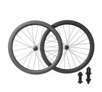 Juego De Ruedas De Carbono Bicicleta De Carretera De 38/45/50/60 Mm 700C Freno De Disco Eje Pasante Boost Delantera Y Trasera Bujes De 24 Radios(Black hub,60mm)
