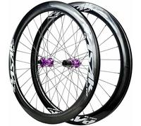 Juego De Ruedas De Carbono Para Bicicleta De Carretera De 700C, Altura De Llanta De 30/50 Mm, Buje HG Con Freno De Disco Y Eje Pasante, Compatible Con Cassettes De 7~12 Velocidades,Púrpura,50MM
