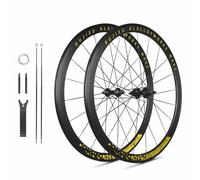 Juego De Ruedas De Piñón Fijo 700C, Llantas De Aleación De Aluminio De Doble Pared De 30/40/50mm, Eje Sólido, Buje Atornillado De 100 * 9mm/120 * 10mm, Doble Rosca Fija, Freno De V.(Gold,40mm)