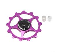 Juego de ruedas de polea de cambio de aleación de aluminio para bicicletas de carretera 11T 13T tamaños con rodamientos sellados de precisión y ajuste de eje de 4 mm, 5 mm, 6 mm (13T morado)