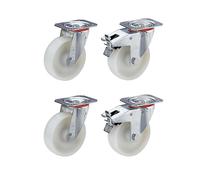 Juego de ruedas de poliamida Wicke, 2 ruedas de maniobra, 2 ruedas de maniobra con freno doble, rodamientos de rodillos