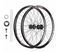 Juego De Ruedas De Una Sola Velocidad para Bicicleta Dirt Jump 26" Eje Pasante 15 * 100mm, Buje Atornillado 10 * 135mm con Volante De Inercia De 16T, Llanta De Aluminio, 32 Orificios