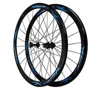 Juego de ruedas for bicicleta carretera 700C con frenos V-Brake, llanta aleación aluminio doble pared 40 mm, buje rodamientos sellados for 7-11 velocidades(C)