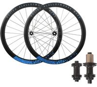 Juego De Ruedas For Bicicleta Carretera 700C con Llantas Aleación Aluminio 45 Mm, Bujes Rodamientos Eje Pasante, Cassette 7, 8, 9, 10, 11 Y 12 Velocidades, Freno Disco Center Lock(Nero,700C Blue)