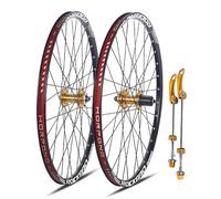 Juego De Ruedas MTB 24, 26, 27.5 Y 29 Pulgadas Liberación Rápida Rueda Delantera Y Trasera 100/135 Ruedas Freno De Disco Aleación De Aluminio Llanta Buje De 32H for 7-11 Velocidades(Giallo,26'')