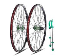 Juego De Ruedas MTB 24, 26, 27.5 Y 29 Pulgadas Liberación Rápida Rueda Delantera Y Trasera 100/135 Ruedas Freno De Disco Aleación De Aluminio Llanta Buje De 32H for 7-11 Velocidades(Green,29'')