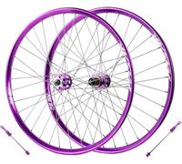 Juego De Ruedas MTB Con Frenos De Disco 26/27,5/29" Rueda De Bicicleta De Montaña Aro Bicicleta 32H Cierre Rápido Delantero 100 Mm Trasero 135 Mm Buje 360 Clic, Para Cassette 7-12S,Púrpura,26inch