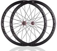 Juego De Ruedas para Bicicleta De Carretera 700C con Cubierta, Cassette De 8-11 Velocidades, Selladas, con Buje De Fibra De Carbono Y Rodamientos, Altura De 40 Mm, Llanta De 16/21 Orificios.(Red)