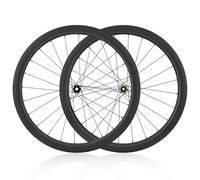 Juego De Ruedas para Bicicleta De Carretera 700C Fibra De Carbono Ruedas Delantera Y Trasera Eje Pasante 15 X 100/12 X 142mm Cierre Central Freno De Disco Bujes 24H para 8-12S(60T,45mm)