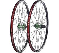 Juego de ruedas para bicicleta de montaña de 24, 26, 27,5 y 29 pulgadas, llantas de aleación de aluminio de doble capa, eje pasante delantero y trasero, bujes de freno de disco de 32 agujeros para ca