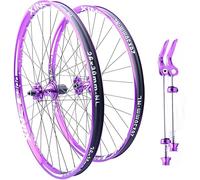 Juego De Ruedas Para Bicicleta De Montaña Para Llantas De 26/27.5 Pulgadas Fabricadas En Freno De Disco 100/135Mmm 120 Clicks 32H Bujes Para Cassette De 7/8/9/10/11/12 Velocidades,Púrpura,27.5inch
