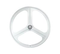 Juego De Ruedas para Bicicleta De Piñón Fijo 700C 3 Radios Aleación De Magnesio Ruedas Delantera Y Trasera Freno V-Brake Eje Sólido 100/120mm Bujes para Una Sola Velocidad(White,Rear)