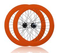 Juego De Ruedas para Bicicleta De Piñón Fijo 700C Altura 70mm Aleación De Aluminio Rueda Delantera Y Trasera 100/120mm Freno V-Brake Bujes para 23C Bicicleta De Carretera(Oraange,Front+Rear)