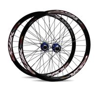 Juego De Ruedas para Bicicletas De Montaña 26/27,5in Llantas De Aleación De Aluminio Ruedas Delantera Y Trasera Freno De Disco QR 32H Bujes para 7/8/9/10/11/12 Velocidades(Black-Blue,26IN)