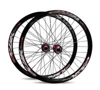 Juego De Ruedas para Bicicletas De Montaña 26/27,5in Llantas De Aleación De Aluminio Ruedas Delantera Y Trasera Freno De Disco QR 32H Bujes para 7/8/9/10/11/12 Velocidades(Black-Red,27.5IN)