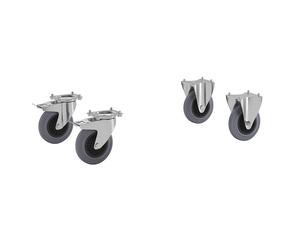Juego de ruedas para carro auxiliar de montaje de acero inoxidable CustomLine 2 ruedas de maniobra con freno doble y 2 ruedas fijas