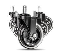 Juego de ruedas para sillas de oficina, 5 piezas, tamaño del perno Ø 11 x 22 mm, ruedas Ø 76 mm, con tornillo de seguridad y tuerca, ruedas silenciosas 360° para suelos duros