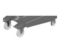 Juego de ruedas para volquetes y contenedores con trampilla eurokraft pro, 2 ruedas de maniobra y 2 fijas