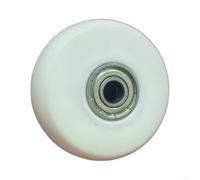 Juego de ruedas silenciosas para equipaje, rodillos de repuesto de poliuretano de 56 x 24 mm con agujero de eje de 8 mm para maletas, patines, cochecitos y carritos (blanco)